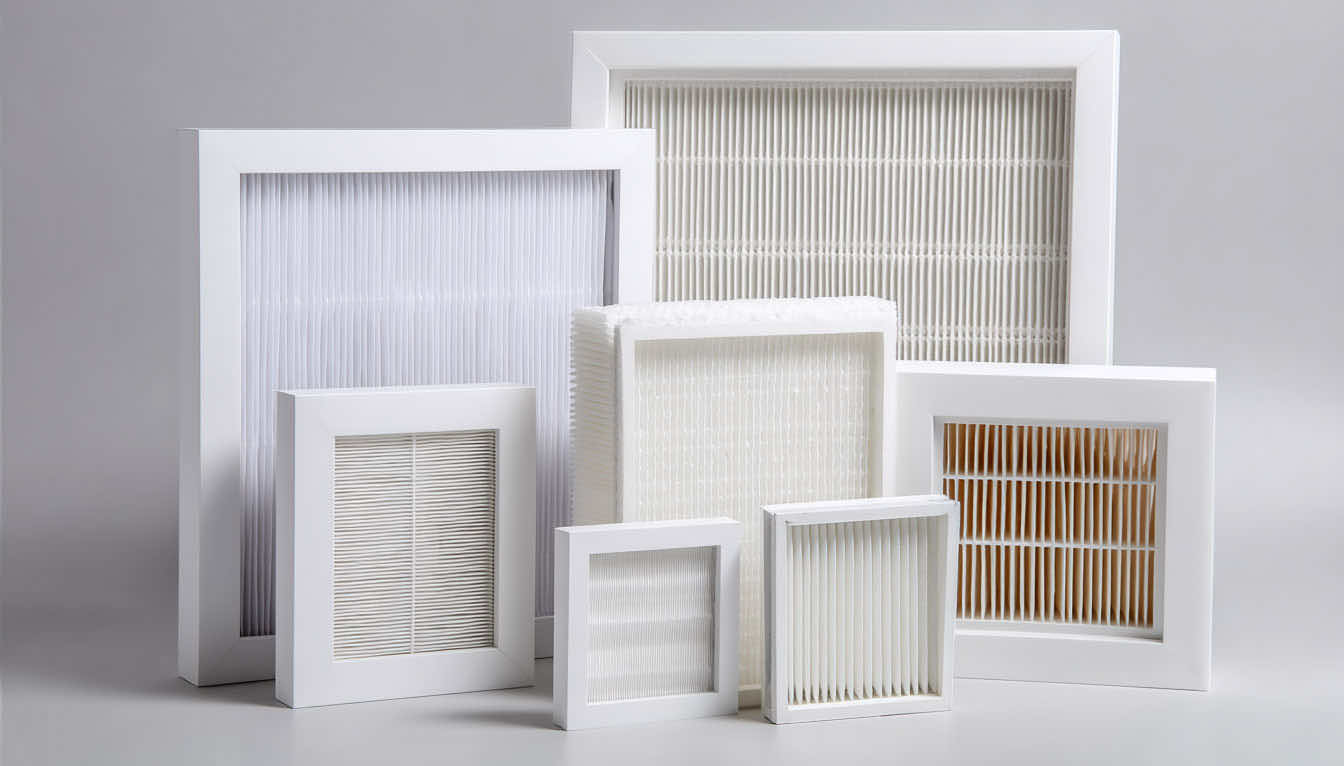 MERV 13 pleated HVAC air filter with test data showing airflow resistance, particle capture efficiency, and performance results